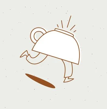 Running inverted coffee cup beige Stock Illustration