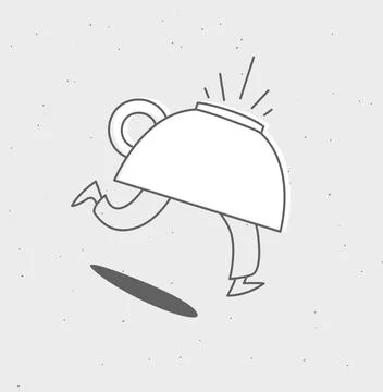 Running inverted coffee cup grey Stock Illustration