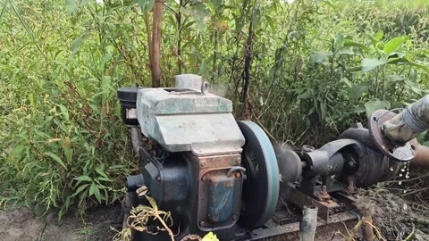 Running Irrigation Water Pump Engine In Bangladesh Video stock 338387878