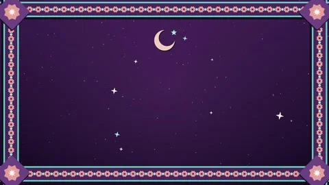 Running Islamic pattern border framing a crescent moon and empty copy space Vidéo 348703087