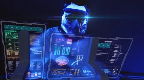 Running lab tests on futuristic tablet device Vidéo 61845918