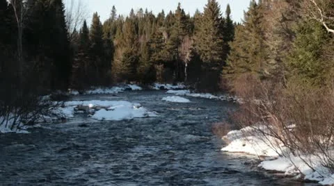 Running lake in winter Stock Footage