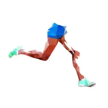 Running legs, low polygonal abstract isolated vector illustration, side view Stock Illustration