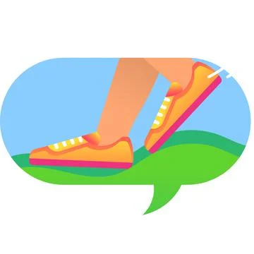 Running legs in speech chat bubble vector icon Stock Illustration