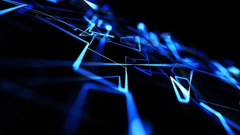 Running lights, glowing particles. Abstract looped background as technological Stock Footage 315471749