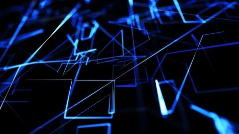 Running lights, glowing particles. Abstract looped background as technological Stock Footage 315471884