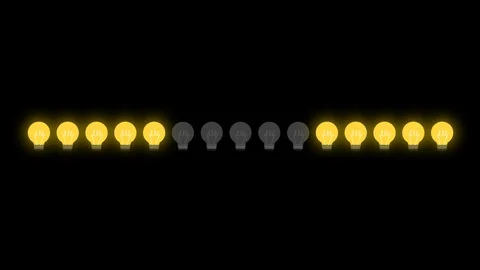 Running Line of Light Bulbs Turning on and Off in Alpha Channel Vidéo 113251814