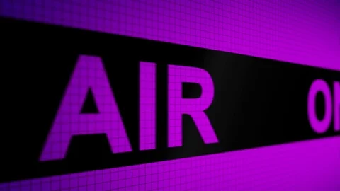 Running line with text purple-violet color " ON AIR " on the screen. Stock Footage 77896858