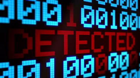 Running lines with binary code and shimmering text "VIRUS DETECTED" Stock-Footage 63990433