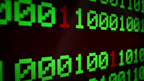 Running lines with binary code and shimmering text "VIRUS" light-green Stock Footage 77917790