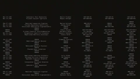 Running lines of code down. Animated screen with vertical code. Stock Footage 320101552