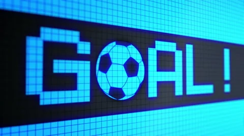 Running lines with text "goal !!!" and rolling a soccer-football ball light-blue Stock Footage 64283729