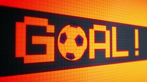 Running lines - text "goal !!!" and rolling a soccer ball red-orange color Stock Footage 64286785