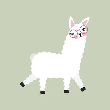 Running llama character isolated vector illustration. Cute animal. Stock Illustration