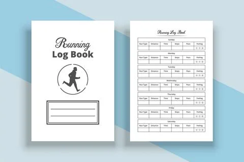 Running log book KDP interior. Weekly exercise tracker journal template. KDP  스톡 일러스트