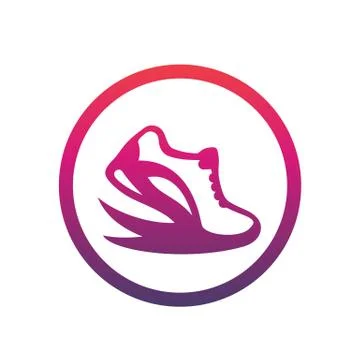 Running logo element, icon in circle over white Ilustração Stock
