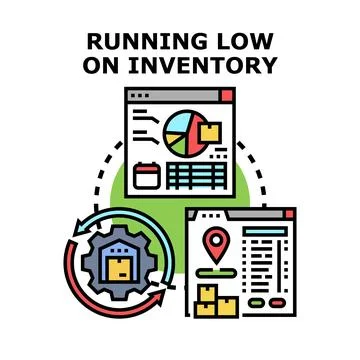 Running low on inventory management system concept Stock Illustration