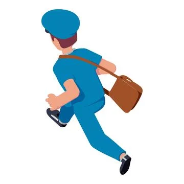 Running mailman icon, isometric style Stock Illustration
