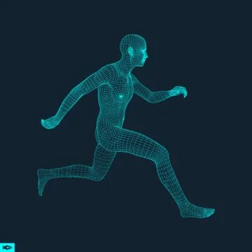 Running Man. 3D Model of Man. Vector Illustration. Stock Illustration