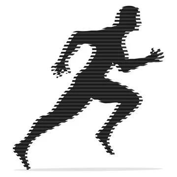 Running Man. Abstract, black running man on a white background. Stock Illustration