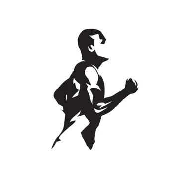Running man, abstract isolated vector silhouette. Run logo 스톡 일러스트
