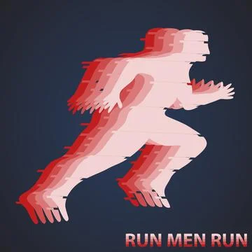 Running Man. Abstract running man of red color on a dark background. Stock Illustration