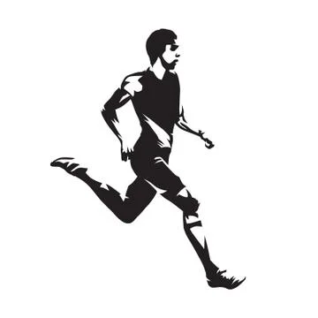Running man, abstract vector silhouette. Side view Illustrazione stock