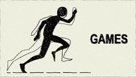 Running Man After Games  Concept of Competition and Entertainment Stock Footage 333595340