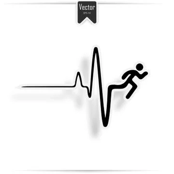 Running man and heartbeat icon. Vector illustration. Stock Illustration