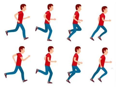 Running Man Animation Sprite Set. 8 Frame Loop Stock Illustration