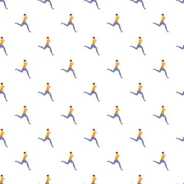 Running man avoiding obstacles seamless pattern background Stock Illustration