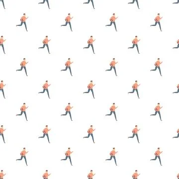 Running man with backpack seamless pattern 스톡 일러스트