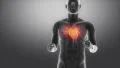 Running man with beating heart in loop 4k or 4k+ Resolution