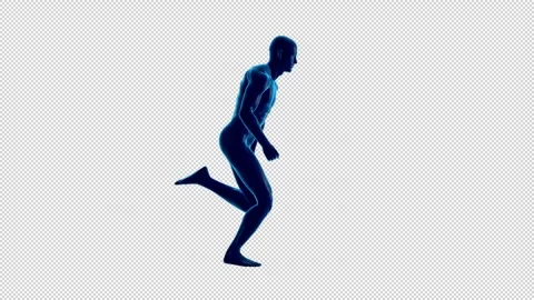 Running Man in blue with transparent (alpha) background Stock Footage 252034536