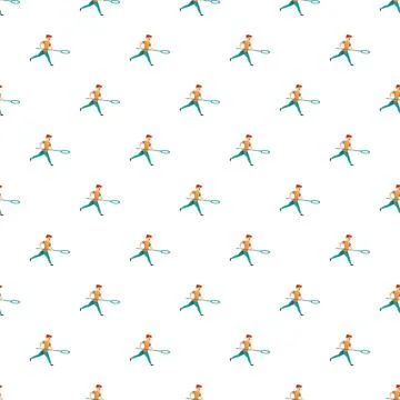 Running man with butterfly net seamless pattern Stock Illustration