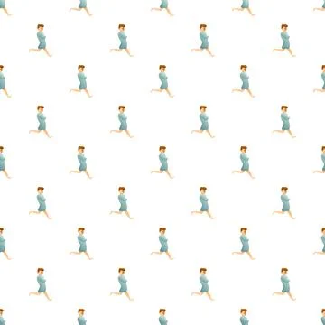 Running man character seamless pattern exercising for health Stock Illustration