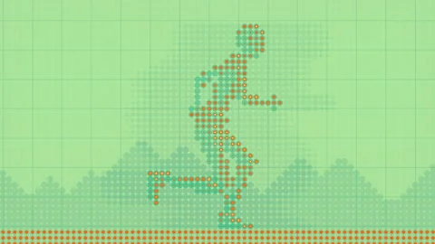 Running man colored dot pattern design silhouette. 3d render loop animation 4K Video stock 119596095