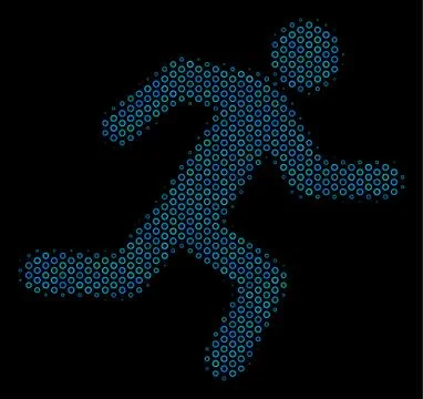 Running Man Composition Icon of Halftone Bubbles Stock Illustration
