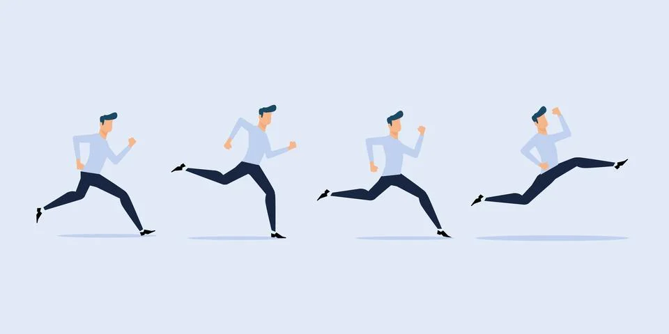Running man in different positions. Stock Illustration