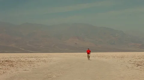 Running Man   In Extreme Desert Stock-Footage 43165752