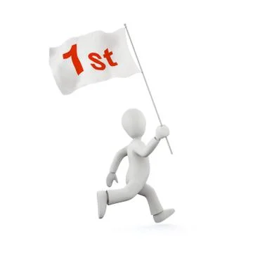 Running man with flag Stock Illustration