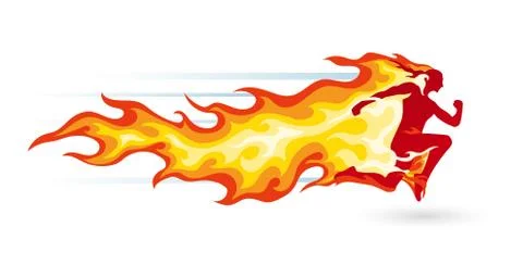 Running man in flame Stock Illustration