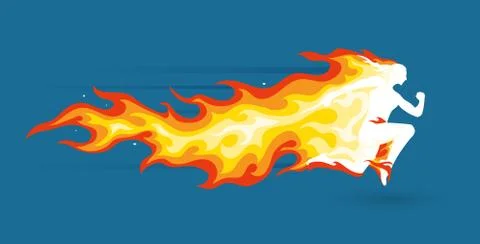 Running man in flame Stock Illustration