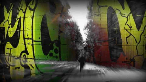 Running Man in Forest plus Graffiti 動画素材 74943900