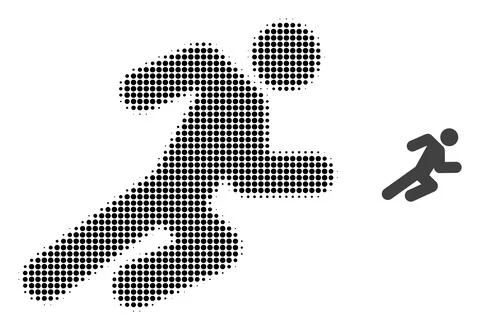 Running Man Halftone Dot Icon Stock Illustration