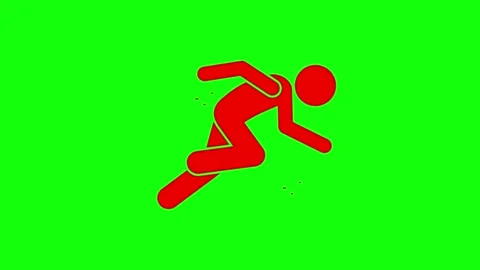 Running man icon animation on green screen represents speed and performance.. Stock Footage 334829820