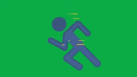 Running man icon animation with speed lines on green screen for motion graphics Stock Footage 332390922