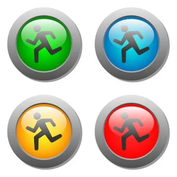 Running man icon on buttons Stock Illustration