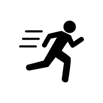 Running man icon white black silhouette. Vector illustration Illustrazione stock
