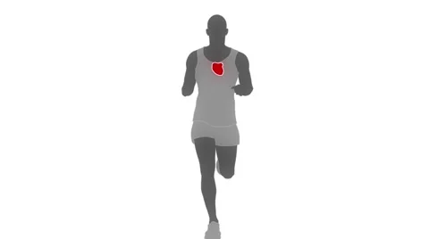 Running man isolated with beating heart in loop Video stock 60623586